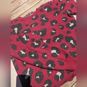 LOFT maroon leopard print sweater